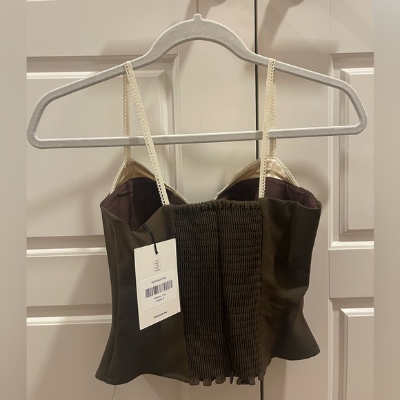 NEW Never Worn Reformation Brown Tank Top with Lace Detailing - Picture 3 of 7